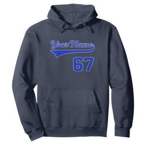 Personalized 67 Jersey Number Hoodie Custom Name Numbered Uniform Sports Team 67th Birthday TS10 Navy Print Your Wear
