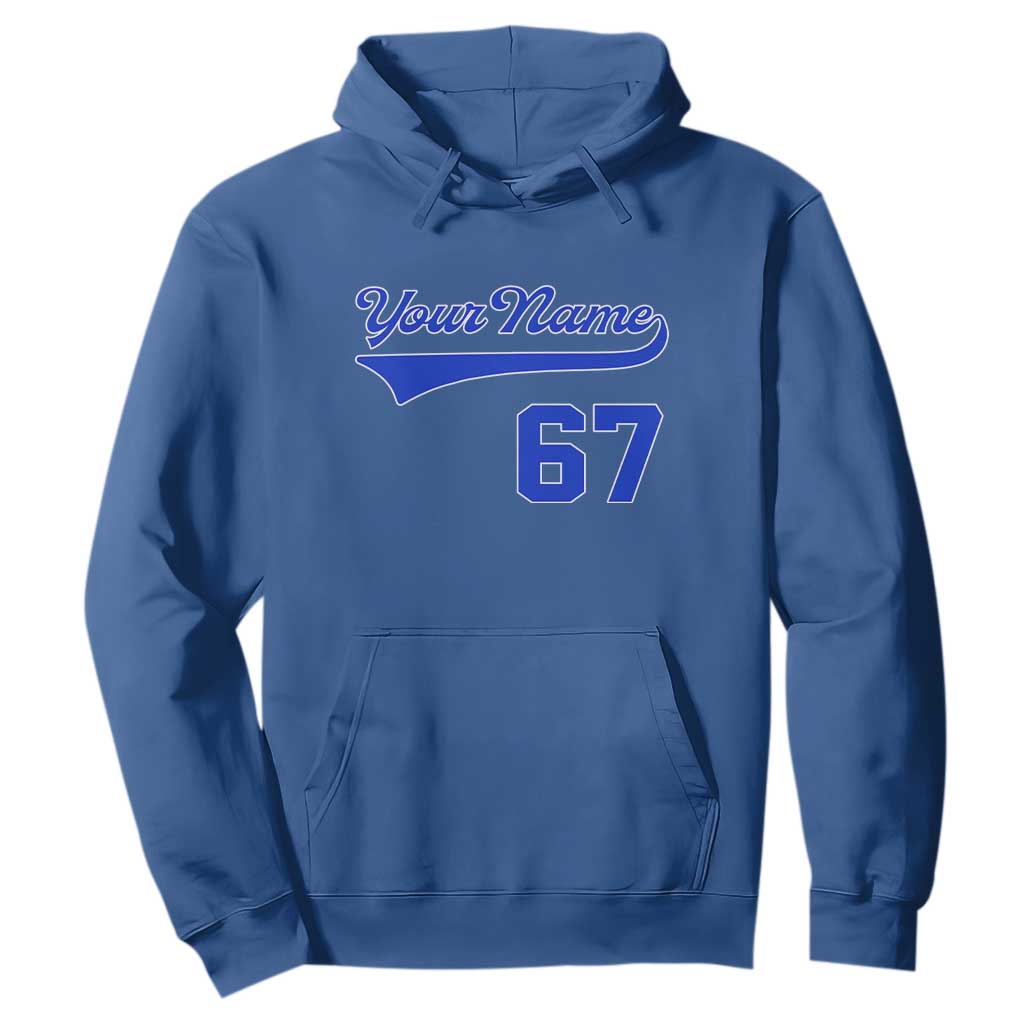 Personalized 67 Jersey Number Hoodie Custom Name Numbered Uniform Sports Team 67th Birthday TS10 Royal Blue Print Your Wear