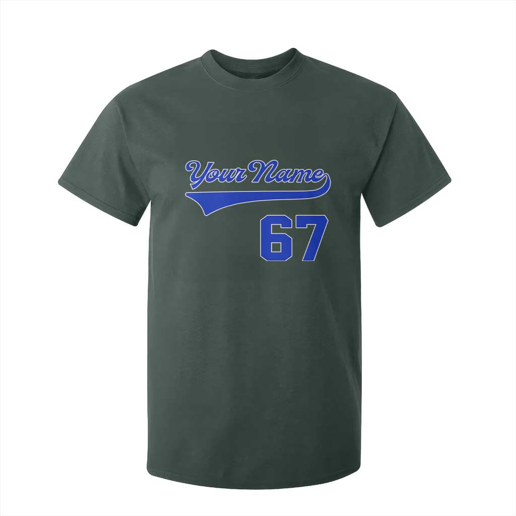 Personalized 67 Jersey Number T Shirt For Kid Custom Name Numbered Uniform Sports Team 67th Birthday TS10 Dark Forest Green Print Your Wear