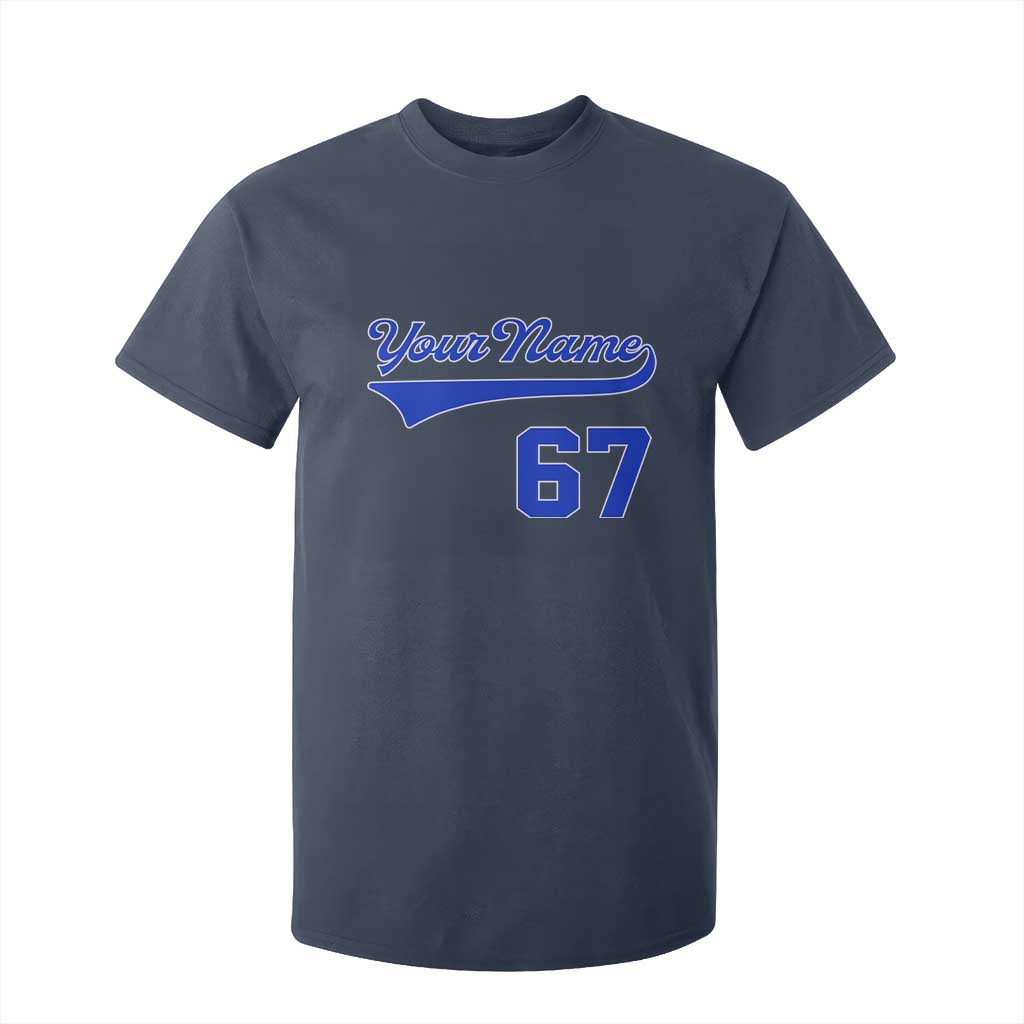 Personalized 67 Jersey Number T Shirt For Kid Custom Name Numbered Uniform Sports Team 67th Birthday TS10 Navy Print Your Wear