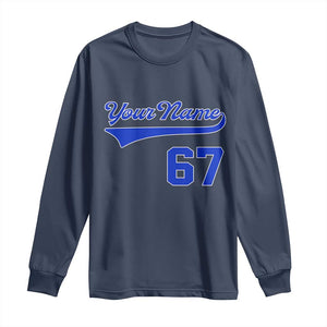 Personalized 67 Jersey Number Long Sleeve Shirt Custom Name Numbered Uniform Sports Team 67th Birthday TS10 Navy Print Your Wear