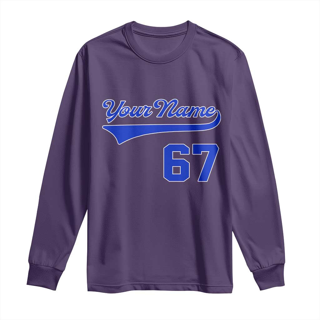 Personalized 67 Jersey Number Long Sleeve Shirt Custom Name Numbered Uniform Sports Team 67th Birthday TS10 Purple Print Your Wear
