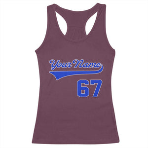 Personalized 67 Jersey Number Racerback Tank Top Custom Name Numbered Uniform Sports Team 67th Birthday TS10 Maroon Print Your Wear
