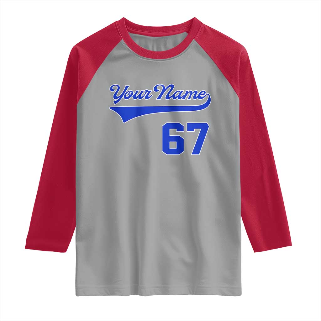 Personalized 67 Jersey Number Raglan Shirt Custom Name Numbered Uniform Sports Team 67th Birthday TS10 Sport Gray Red Print Your Wear