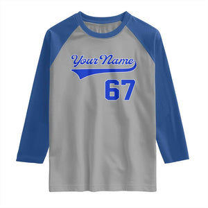 Personalized 67 Jersey Number Raglan Shirt Custom Name Numbered Uniform Sports Team 67th Birthday TS10 Sport Gray Royal Print Your Wear