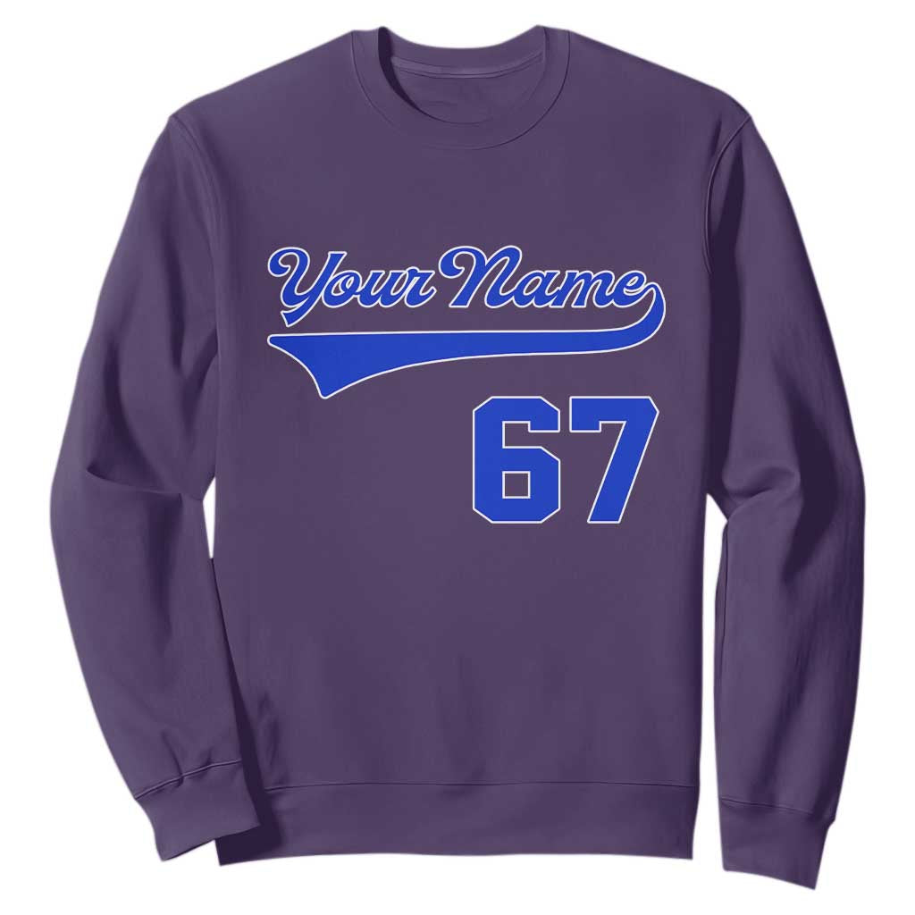 Personalized 67 Jersey Number Sweatshirt Custom Name Numbered Uniform Sports Team 67th Birthday TS10 Purple Print Your Wear