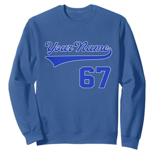 Personalized 67 Jersey Number Sweatshirt Custom Name Numbered Uniform Sports Team 67th Birthday TS10 Royal Blue Print Your Wear