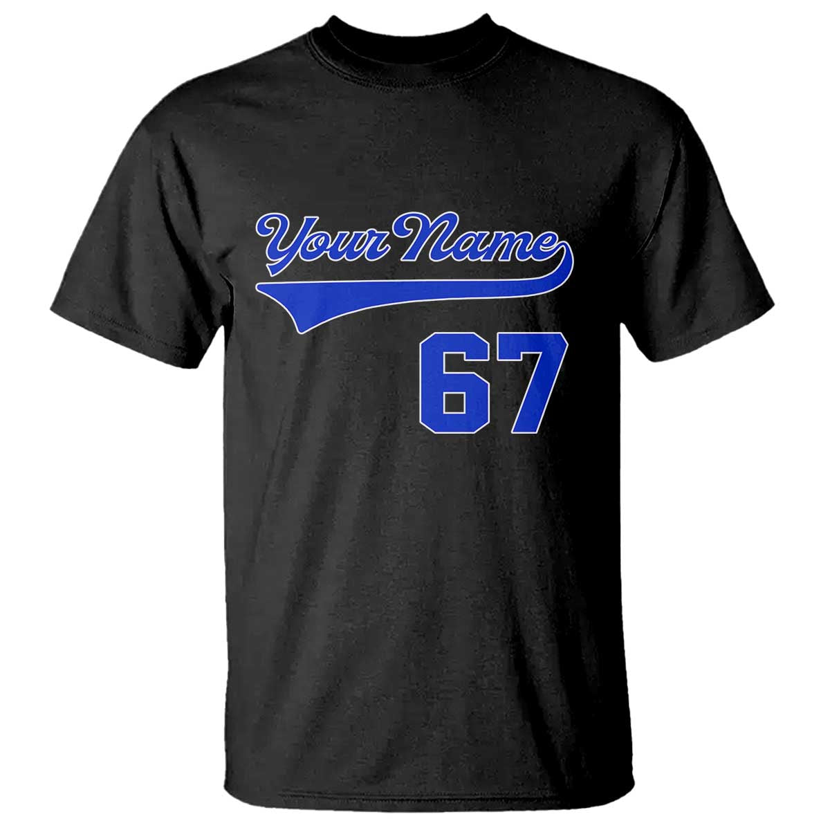 Personalized 67 Jersey Number T Shirt Custom Name Numbered Uniform Sports Team 67th Birthday TS10 Black Print Your Wear