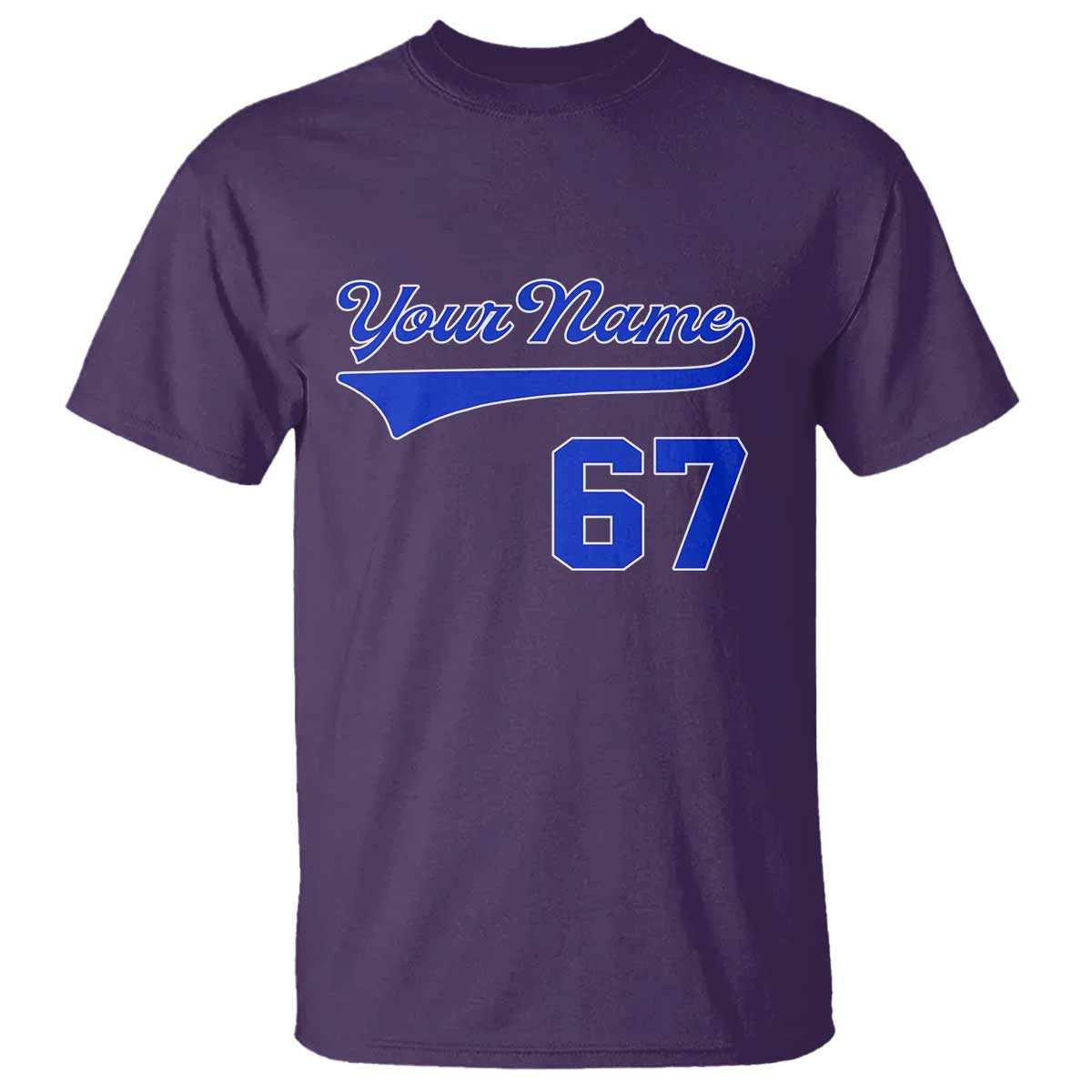 Personalized 67 Jersey Number T Shirt Custom Name Numbered Uniform Sports Team 67th Birthday TS10 Purple Print Your Wear