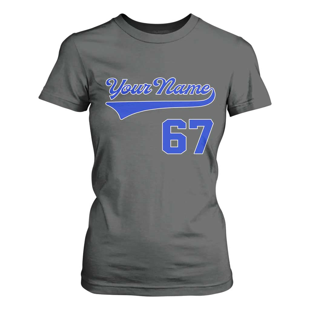 Personalized 67 Jersey Number T Shirt For Women Custom Name Numbered Uniform Sports Team 67th Birthday TS10 Dark Heather Print Your Wear