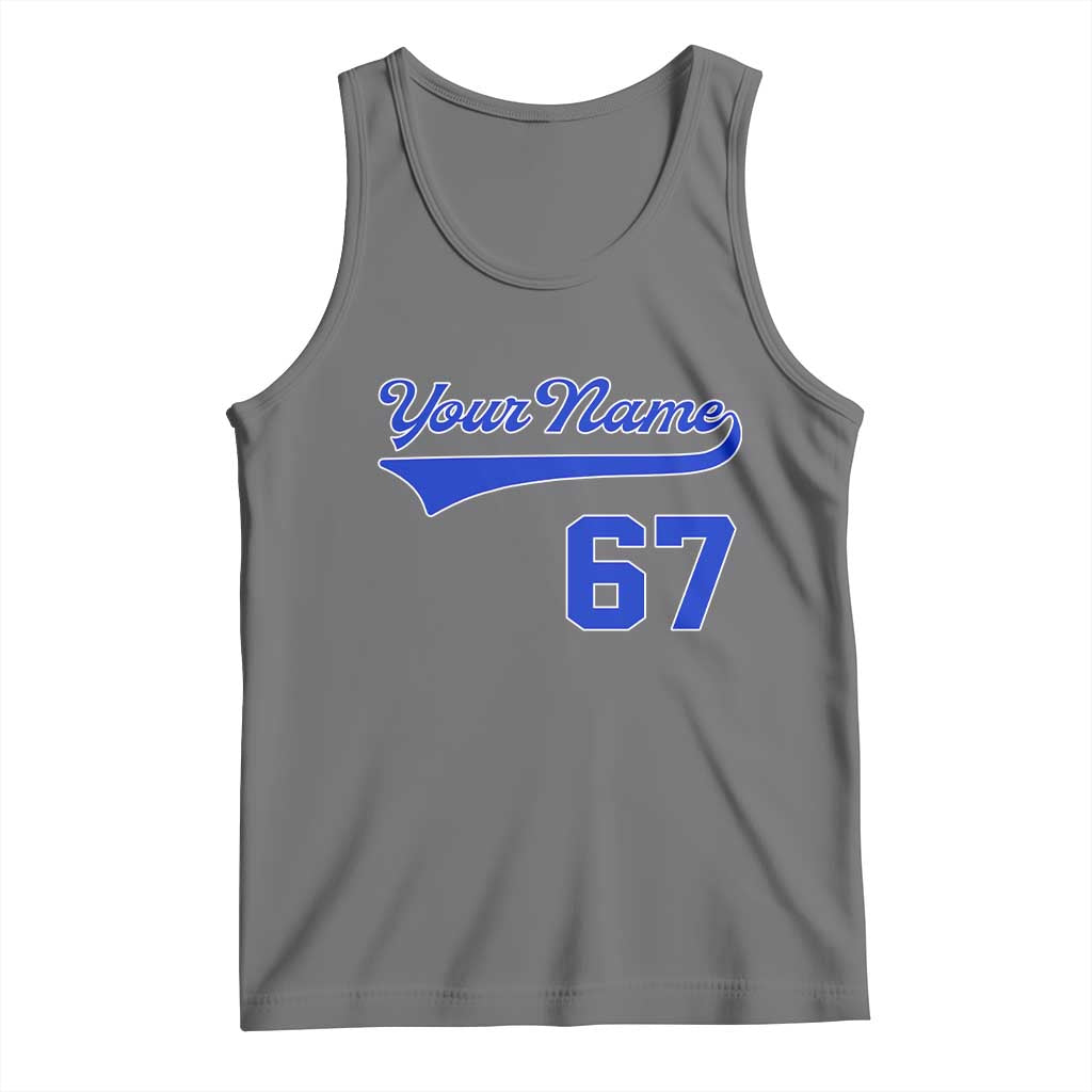 Personalized 67 Jersey Number Tank Top Custom Name Numbered Uniform Sports Team 67th Birthday TS10 Black Heather Print Your Wear