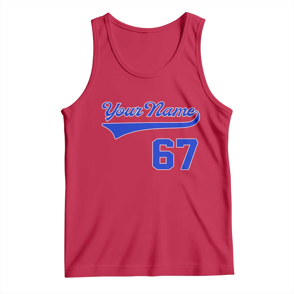 Personalized 67 Jersey Number Tank Top Custom Name Numbered Uniform Sports Team 67th Birthday TS10 Red Print Your Wear
