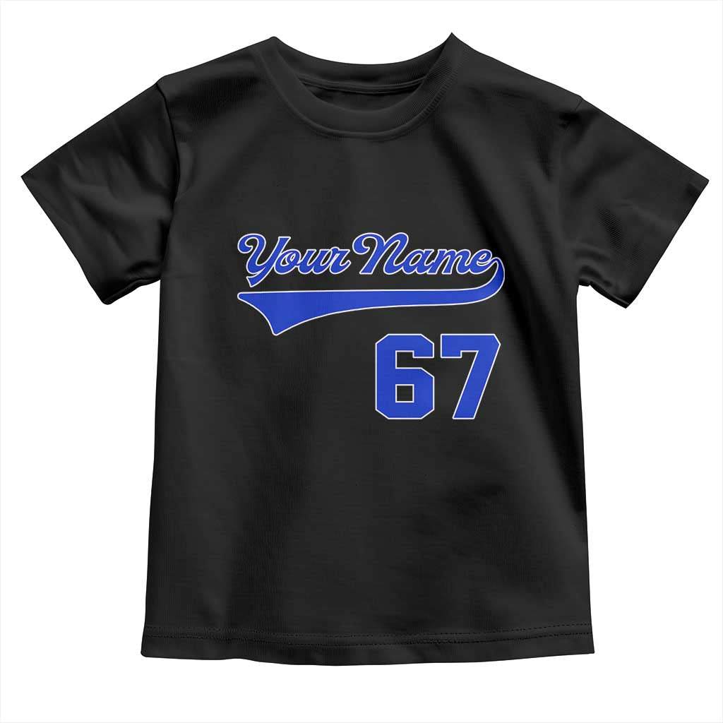 Personalized 67 Jersey Number Toddler T Shirt Custom Name Numbered Uniform Sports Team 67th Birthday TS10 Black Print Your Wear