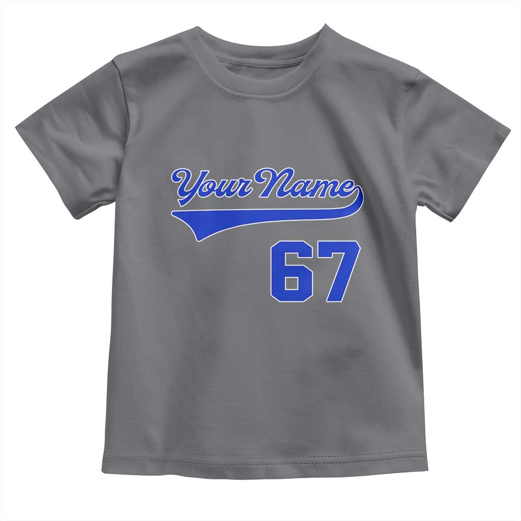 Personalized 67 Jersey Number Toddler T Shirt Custom Name Numbered Uniform Sports Team 67th Birthday TS10 Charcoal Print Your Wear
