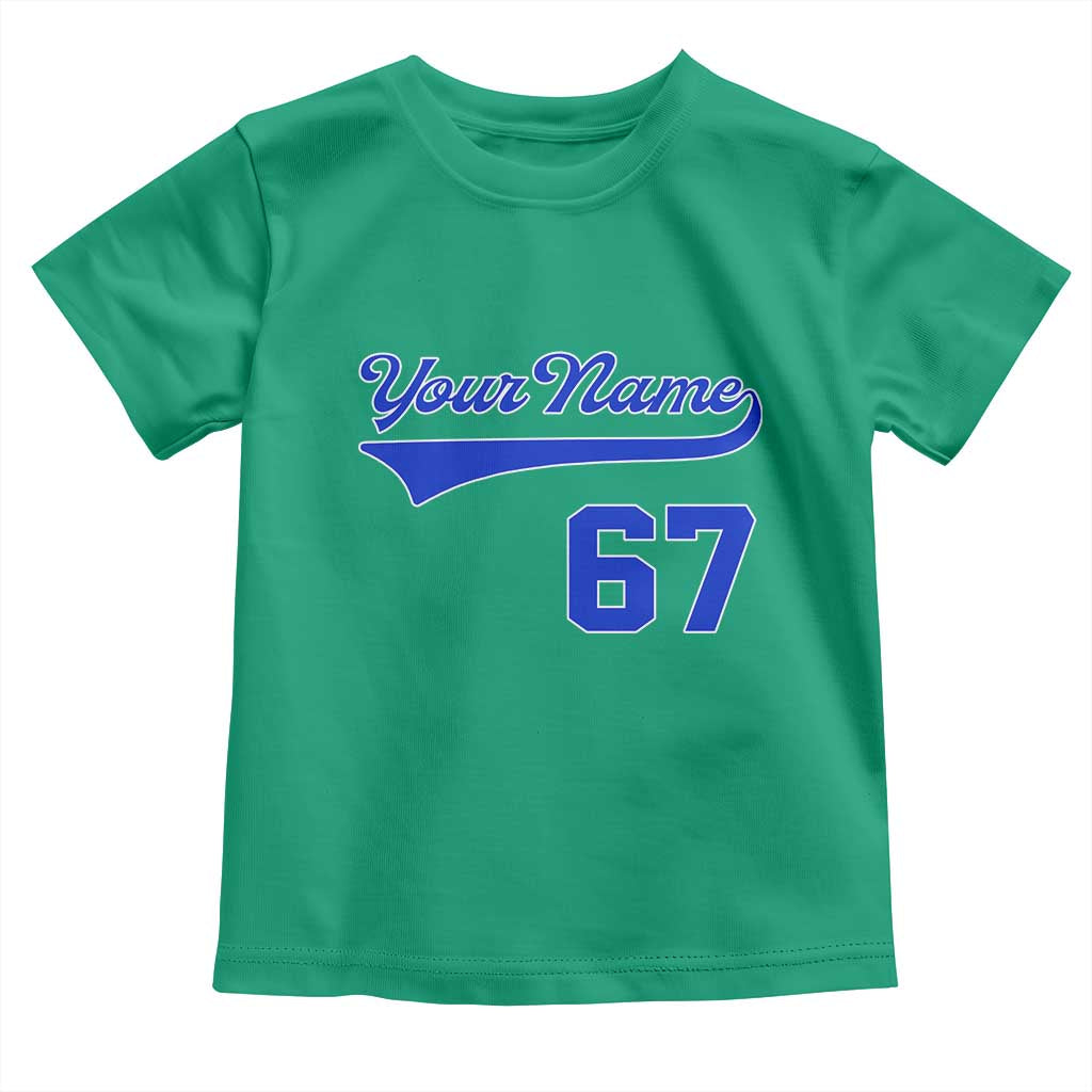 Personalized 67 Jersey Number Toddler T Shirt Custom Name Numbered Uniform Sports Team 67th Birthday TS10 Irish Green Print Your Wear
