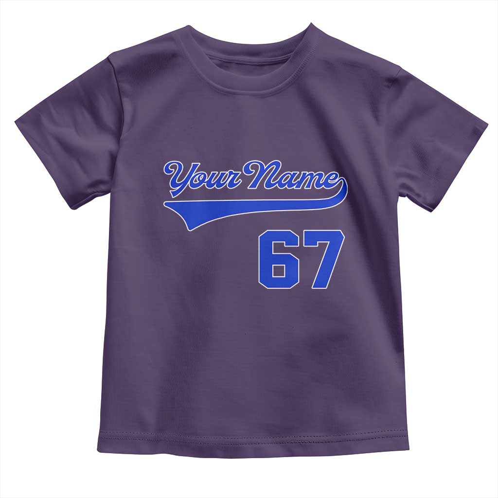 Personalized 67 Jersey Number Toddler T Shirt Custom Name Numbered Uniform Sports Team 67th Birthday TS10 Purple Print Your Wear