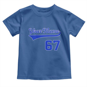 Personalized 67 Jersey Number Toddler T Shirt Custom Name Numbered Uniform Sports Team 67th Birthday TS10 Royal Blue Print Your Wear