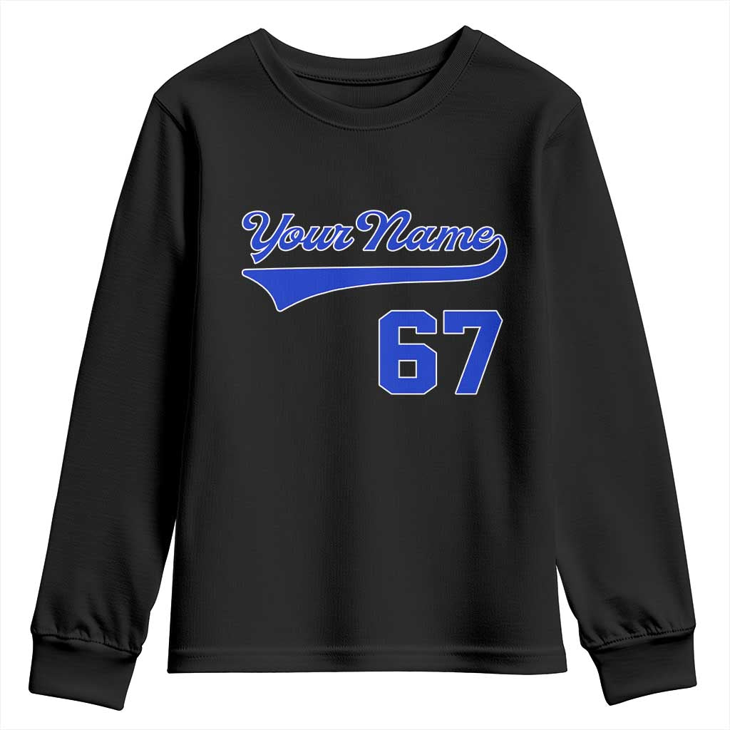 Personalized 67 Jersey Number Youth Sweatshirt Custom Name Numbered Uniform Sports Team 67th Birthday TS10 Black Print Your Wear
