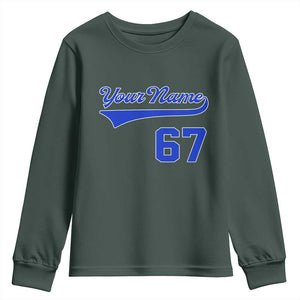 Personalized 67 Jersey Number Youth Sweatshirt Custom Name Numbered Uniform Sports Team 67th Birthday TS10 Dark Forest Green Print Your Wear