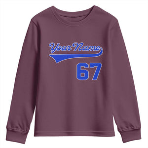 Personalized 67 Jersey Number Youth Sweatshirt Custom Name Numbered Uniform Sports Team 67th Birthday TS10 Maroon Print Your Wear
