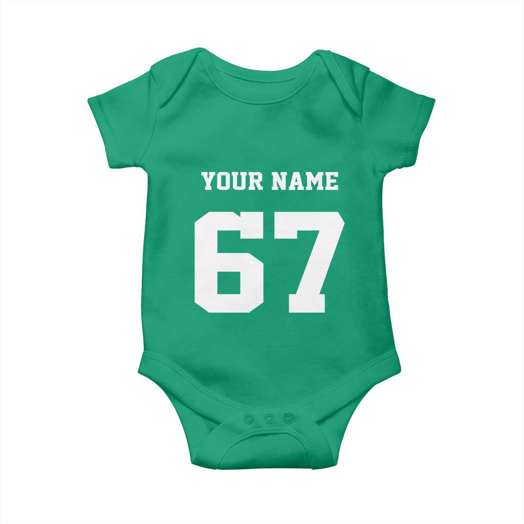 Personalized 67 Jersey Number Baby Onesie Custom Name Varsity Sports 67th Birthday TS10 Irish Green Print Your Wear