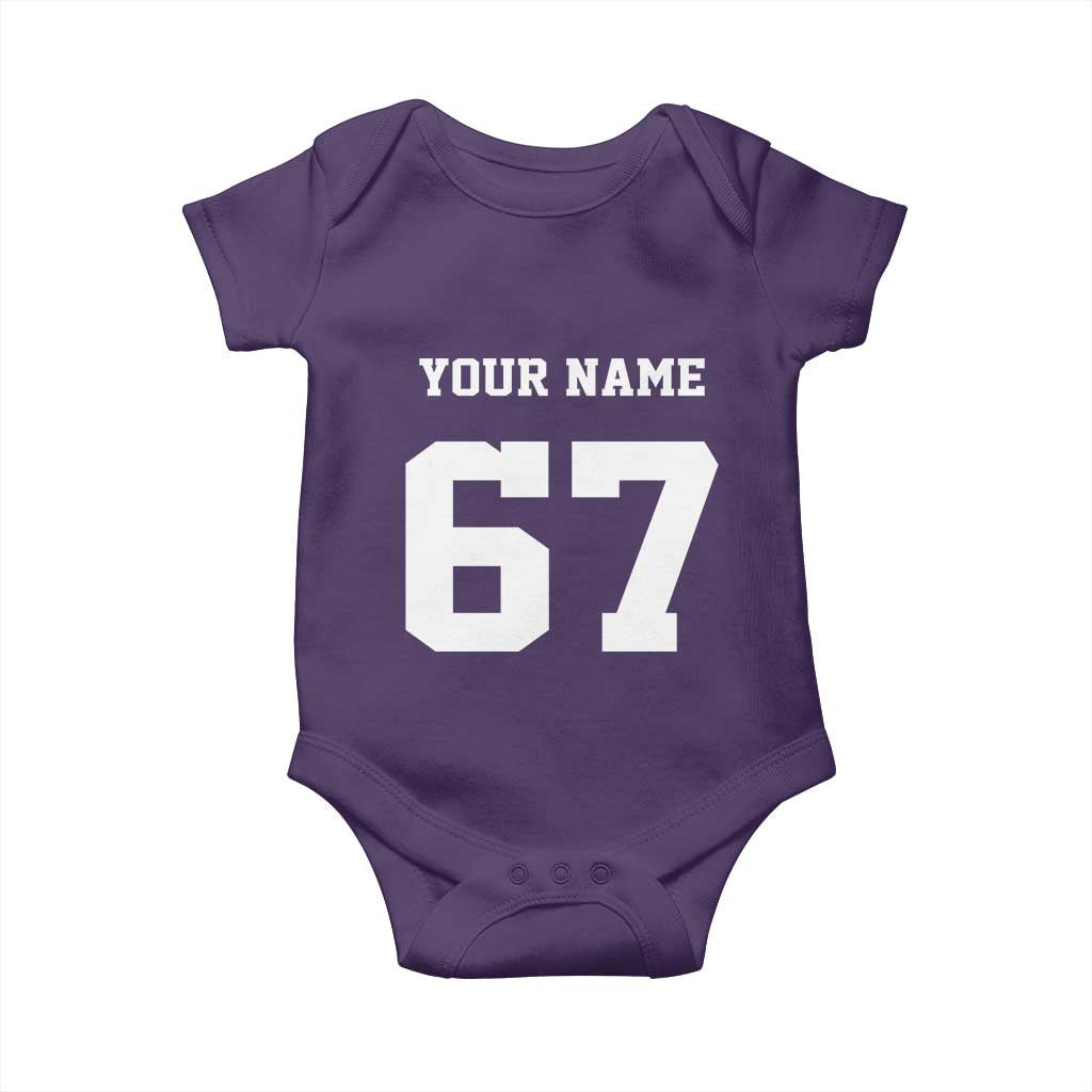 Personalized 67 Jersey Number Baby Onesie Custom Name Varsity Sports 67th Birthday TS10 Purple Print Your Wear