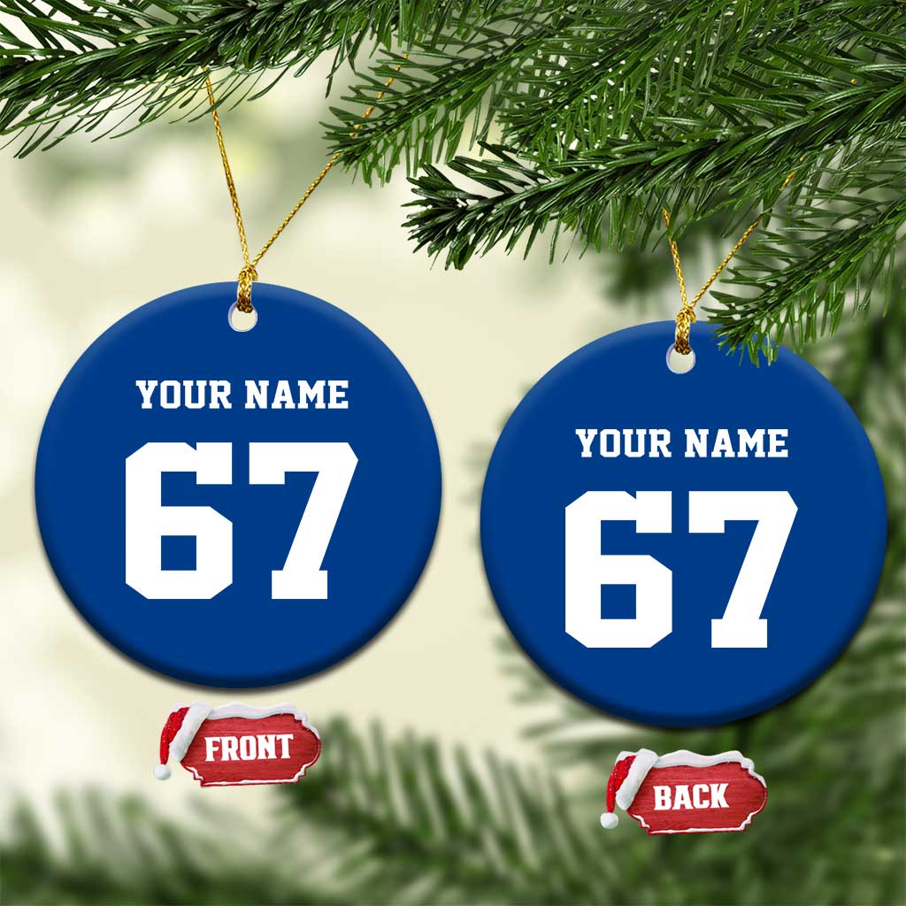 Personalized 67 Jersey Number Ceramic Ornament Custom Name Varsity Sports 67th Birthday TS10 1pc Blue Print Your Wear