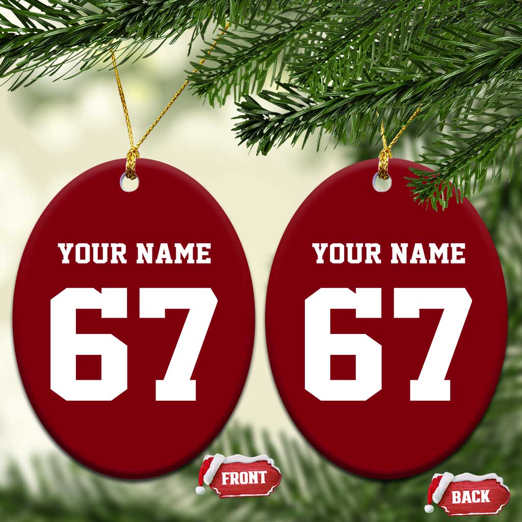 Personalized 67 Jersey Number Ceramic Ornament Custom Name Varsity Sports 67th Birthday TS10 Print Your Wear