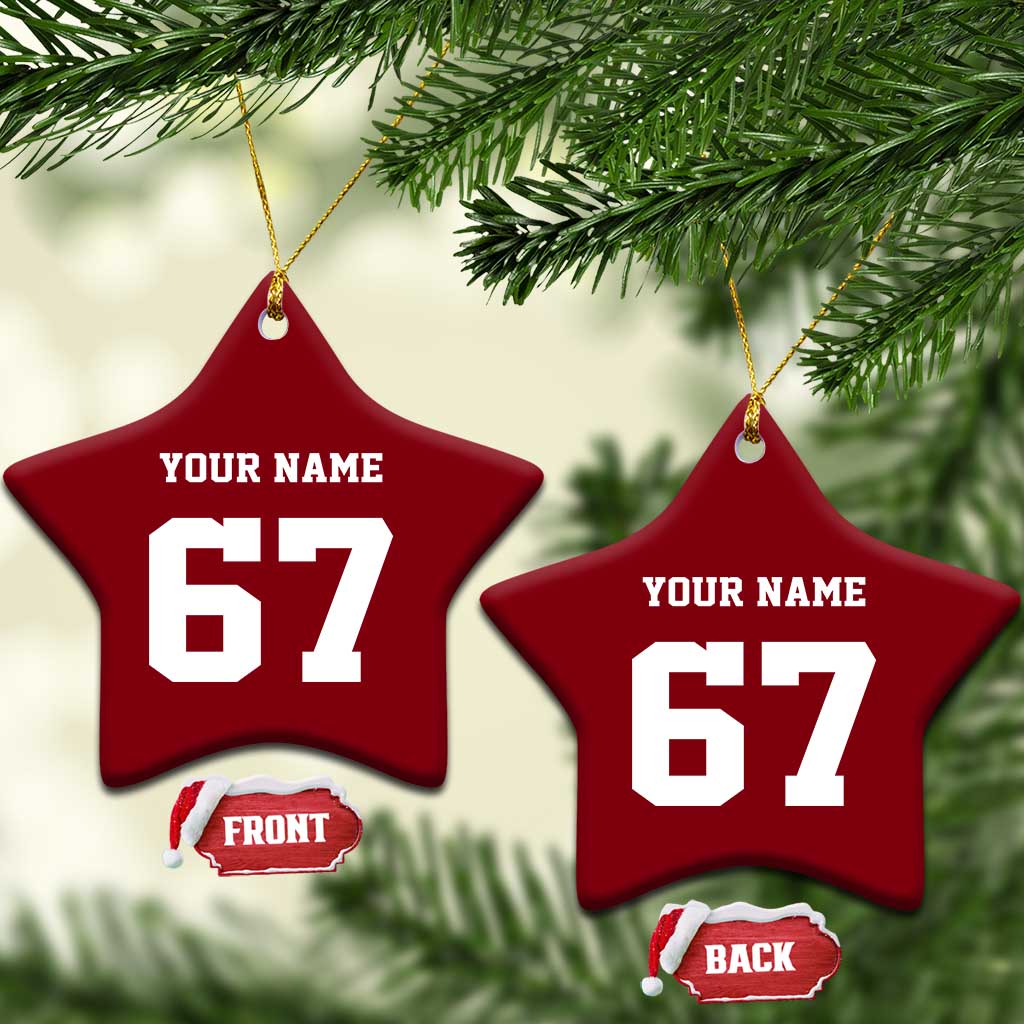 Personalized 67 Jersey Number Ceramic Ornament Custom Name Varsity Sports 67th Birthday TS10 Print Your Wear
