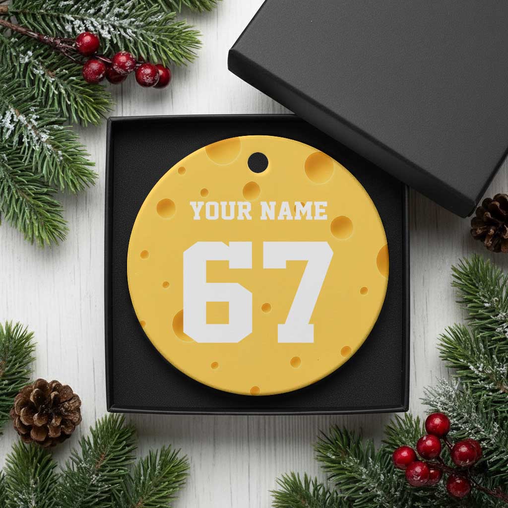 Personalized 67 Jersey Number Ceramic Ornament Custom Name Varsity Sports 67th Birthday TS10 1pc Yellow Cheese Print Your Wear
