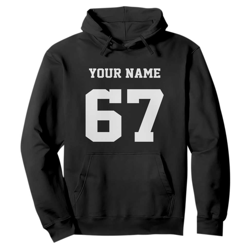 Personalized 67 Jersey Number Hoodie Custom Name Varsity Sports 67th Birthday TS10 Black Print Your Wear
