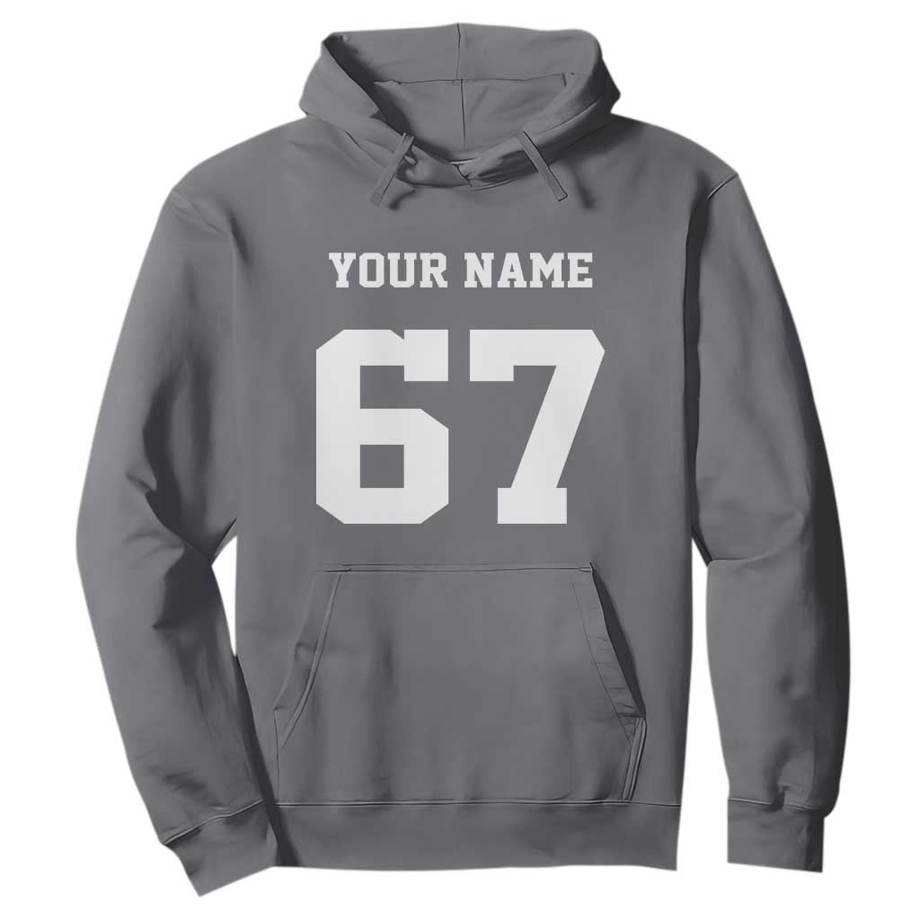 Personalized 67 Jersey Number Hoodie Custom Name Varsity Sports 67th Birthday TS10 Charcoal Print Your Wear