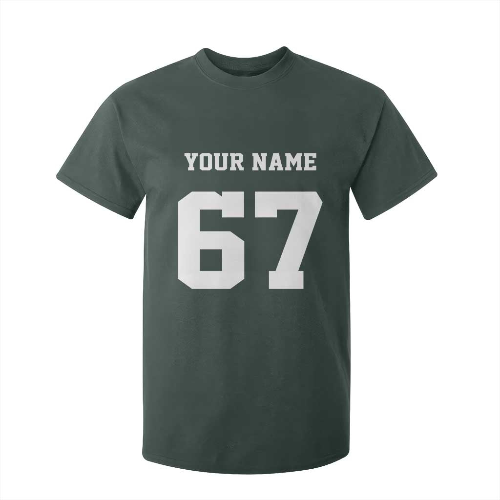 Personalized 67 Jersey Number T Shirt For Kid Custom Name Varsity Sports 67th Birthday TS10 Dark Forest Green Print Your Wear