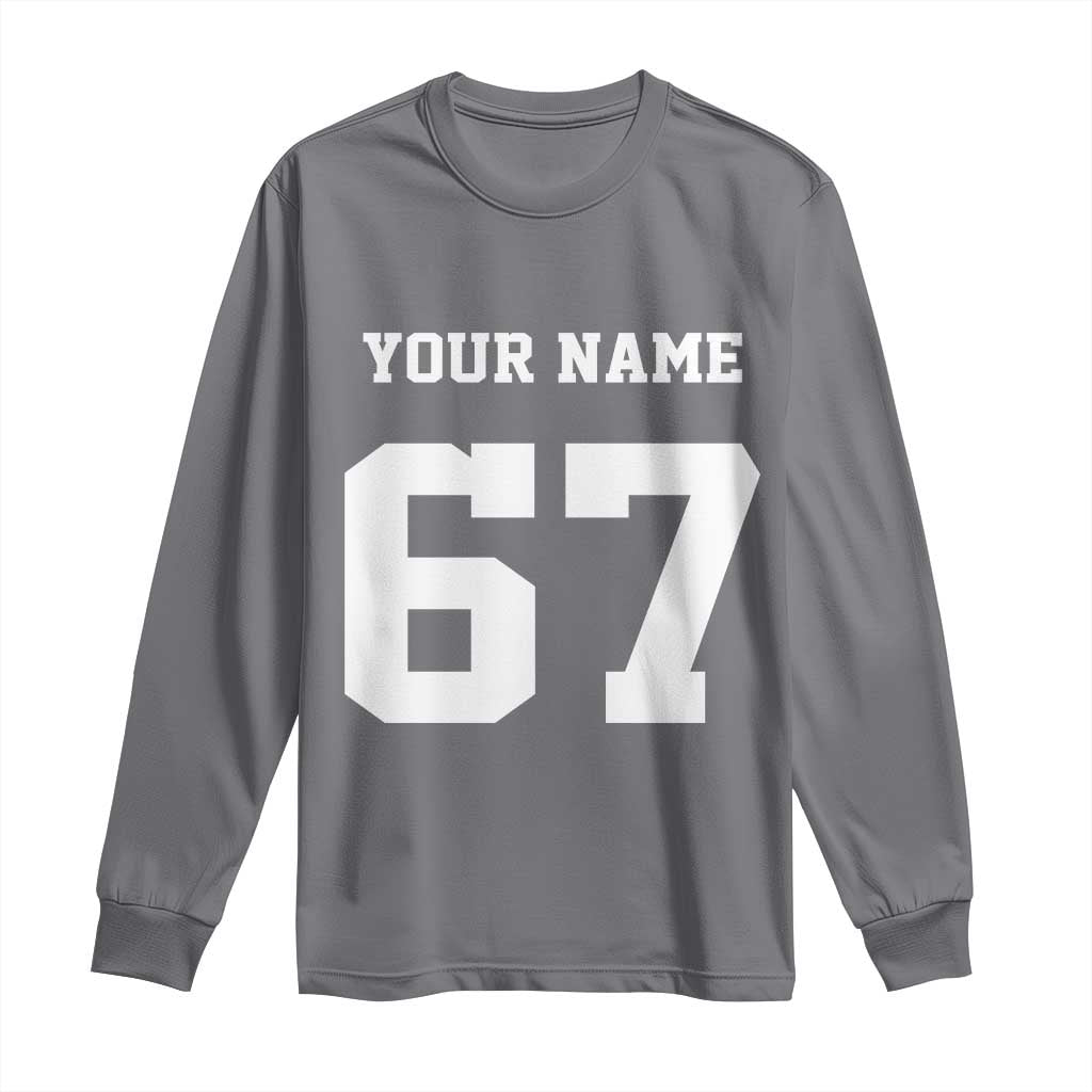 Personalized 67 Jersey Number Long Sleeve Shirt Custom Name Varsity Sports 67th Birthday TS10 Charcoal Print Your Wear