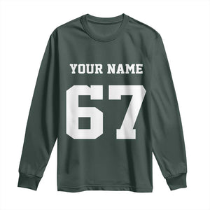 Personalized 67 Jersey Number Long Sleeve Shirt Custom Name Varsity Sports 67th Birthday TS10 Dark Forest Green Print Your Wear