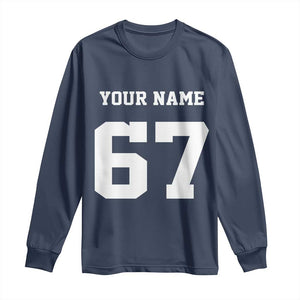 Personalized 67 Jersey Number Long Sleeve Shirt Custom Name Varsity Sports 67th Birthday TS10 Navy Print Your Wear