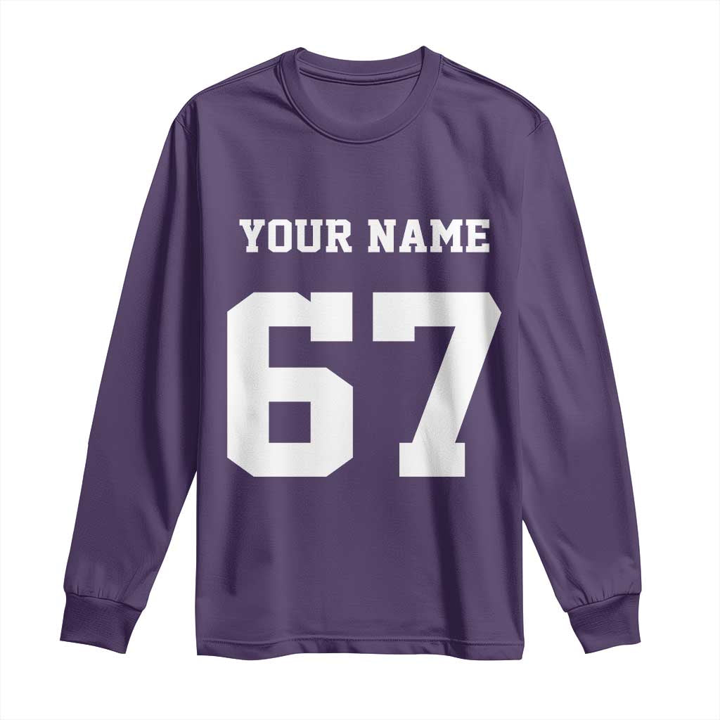 Personalized 67 Jersey Number Long Sleeve Shirt Custom Name Varsity Sports 67th Birthday TS10 Purple Print Your Wear