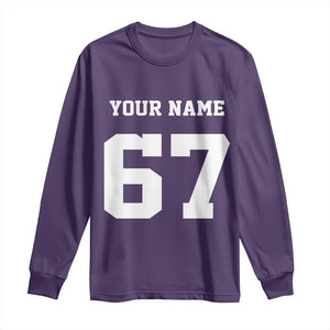 Personalized 67 Jersey Number Long Sleeve Shirt Custom Name Varsity Sports 67th Birthday TS10 Purple Print Your Wear