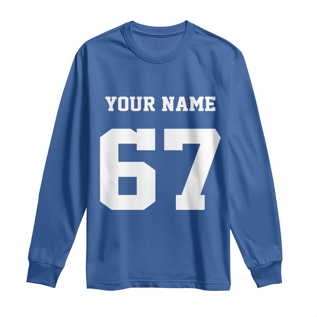 Personalized 67 Jersey Number Long Sleeve Shirt Custom Name Varsity Sports 67th Birthday TS10 Royal Blue Print Your Wear