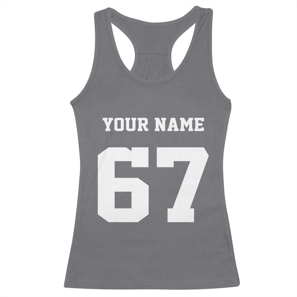 Personalized 67 Jersey Number Racerback Tank Top Custom Name Varsity Sports 67th Birthday TS10 Charcoal Print Your Wear