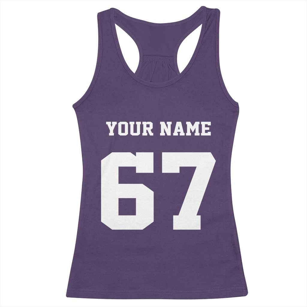 Personalized 67 Jersey Number Racerback Tank Top Custom Name Varsity Sports 67th Birthday TS10 Purple Print Your Wear