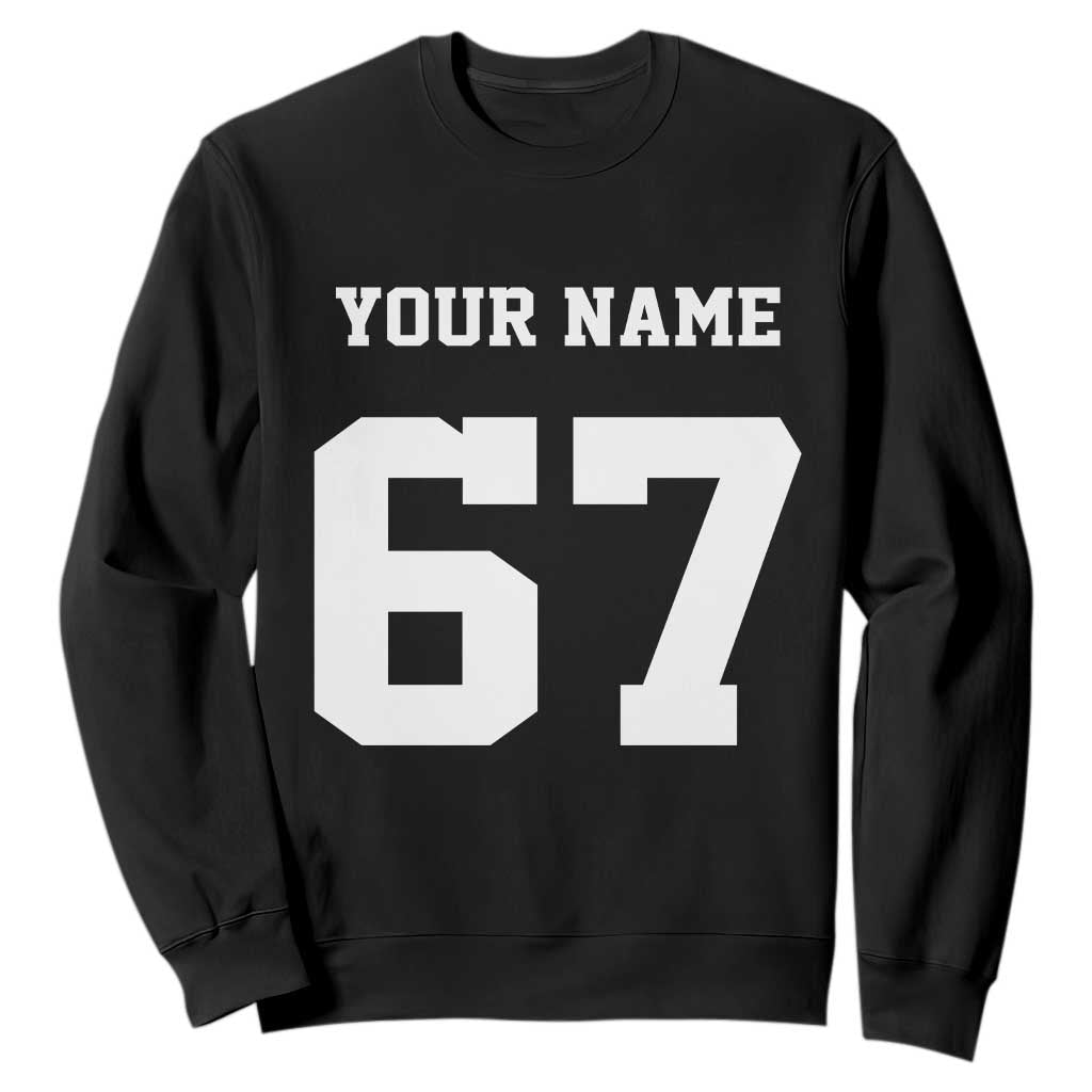 Personalized 67 Jersey Number Sweatshirt Custom Name Varsity Sports 67th Birthday TS10 Black Print Your Wear