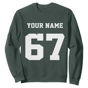 Personalized 67 Jersey Number Sweatshirt Custom Name Varsity Sports 67th Birthday TS10 Dark Forest Green Print Your Wear