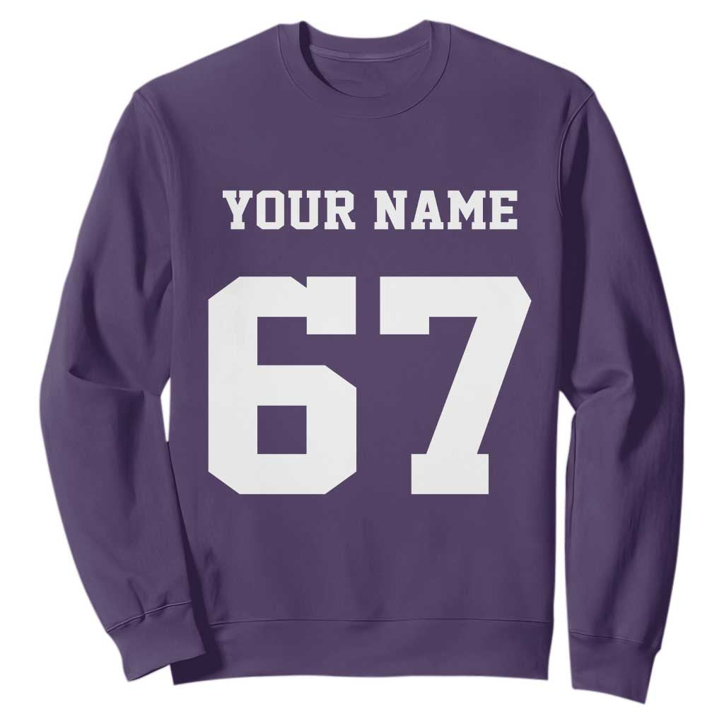 Personalized 67 Jersey Number Sweatshirt Custom Name Varsity Sports 67th Birthday TS10 Purple Print Your Wear