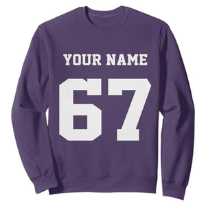 Personalized 67 Jersey Number Sweatshirt Custom Name Varsity Sports 67th Birthday TS10 Purple Print Your Wear