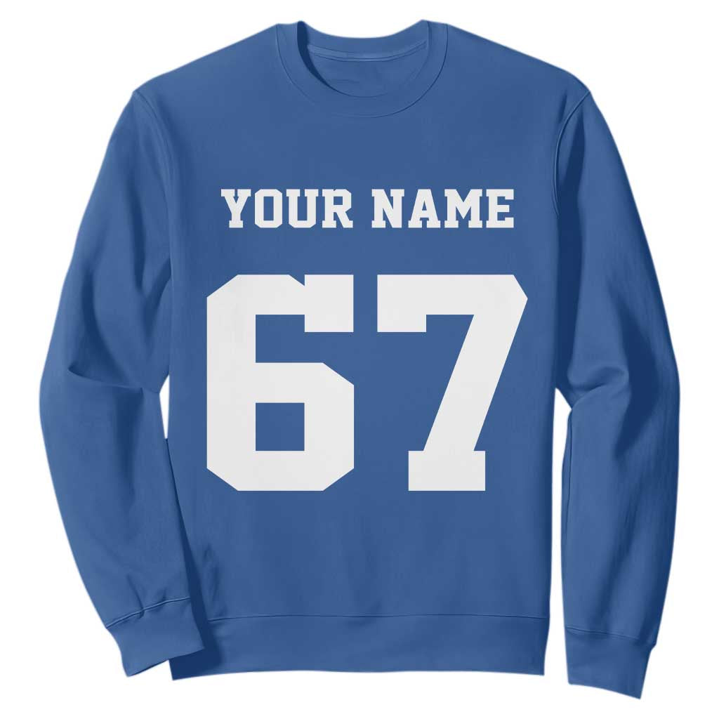 Personalized 67 Jersey Number Sweatshirt Custom Name Varsity Sports 67th Birthday TS10 Royal Blue Print Your Wear