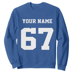 Personalized 67 Jersey Number Sweatshirt Custom Name Varsity Sports 67th Birthday TS10 Royal Blue Print Your Wear