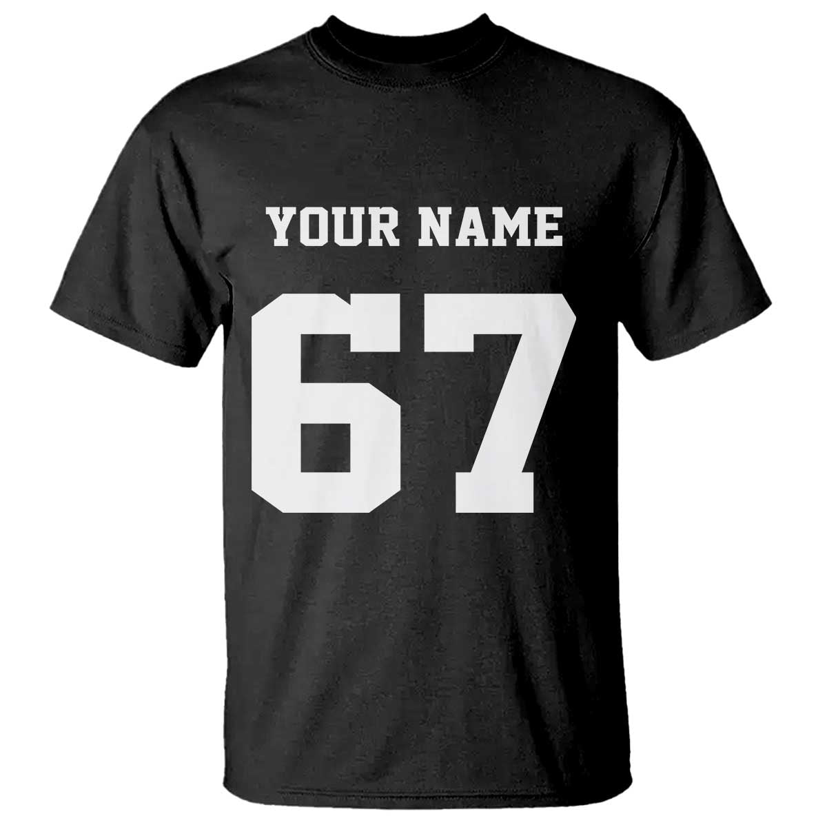 Personalized 67 Jersey Number T Shirt Custom Name Varsity Sports 67th Birthday TS10 Black Print Your Wear