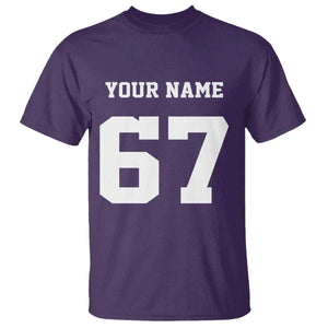 Personalized 67 Jersey Number T Shirt Custom Name Varsity Sports 67th Birthday TS10 Purple Print Your Wear