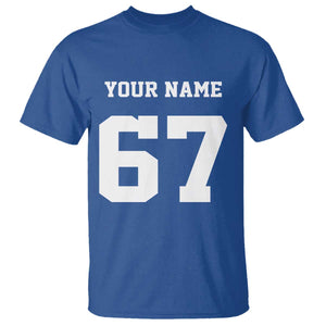 Personalized 67 Jersey Number T Shirt Custom Name Varsity Sports 67th Birthday TS10 Royal Blue Print Your Wear